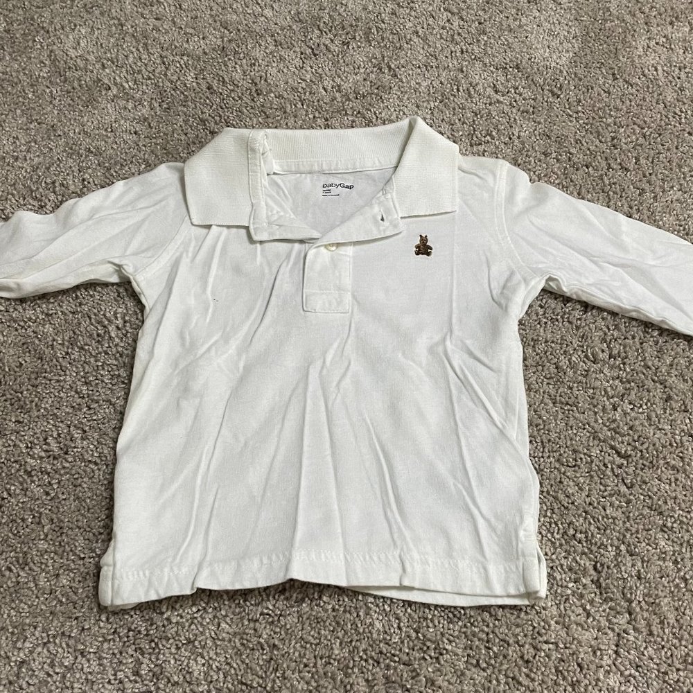 White Baby Gap Long Sleeve Shirt with Collar Size 2T